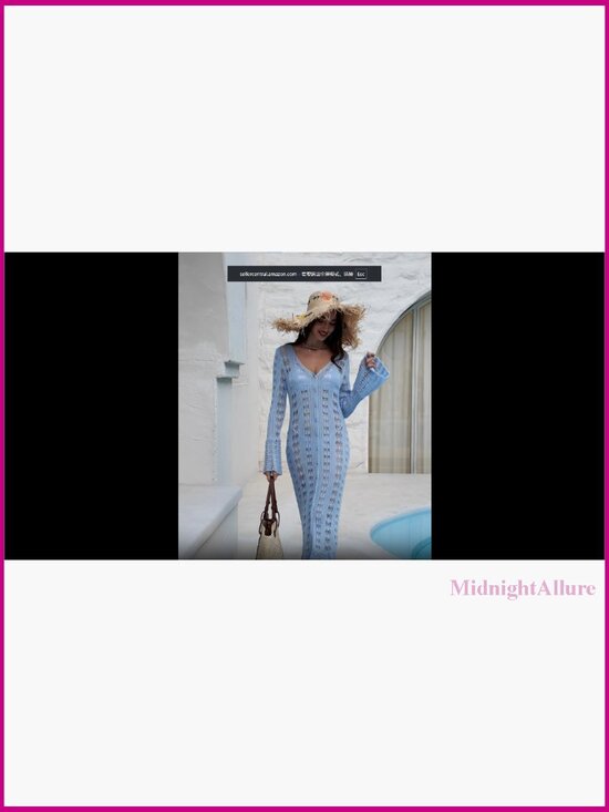 Long Crochet Cardigan Duster Button Up Bell Sleeve Boho Cover Up - Picture 7 of 7